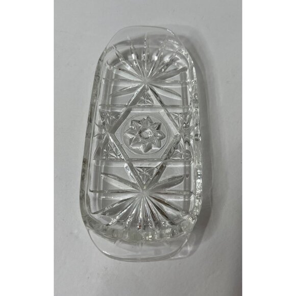 Vintage Anchor Hocking Star of David Sunburst Covered Butter Dish - Picture 4 of 6